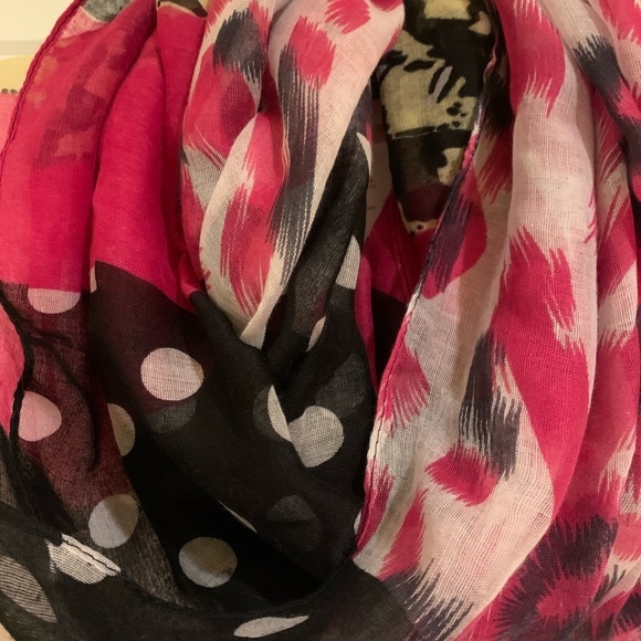 Colorful scarf wrap with black pink yellow circles zebra print colors! - Picture 5 of 8